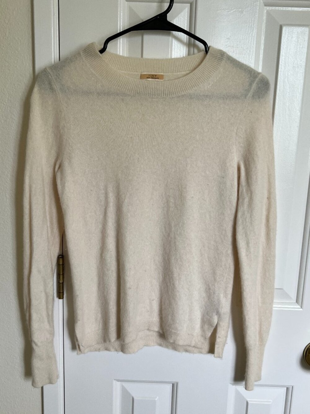 J.Crew Women 100% Cashmere Crewneck Sweater, Cream, Size S